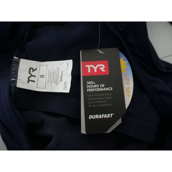 TYR Durafast Elite® Women's UPF50+ Chlorine Proof Swimsuit Blue Size 8 - Picture 7 of 7